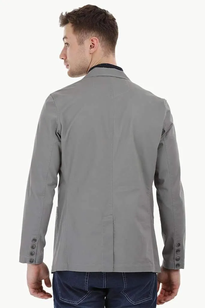 Casual Grey Notched Blazer