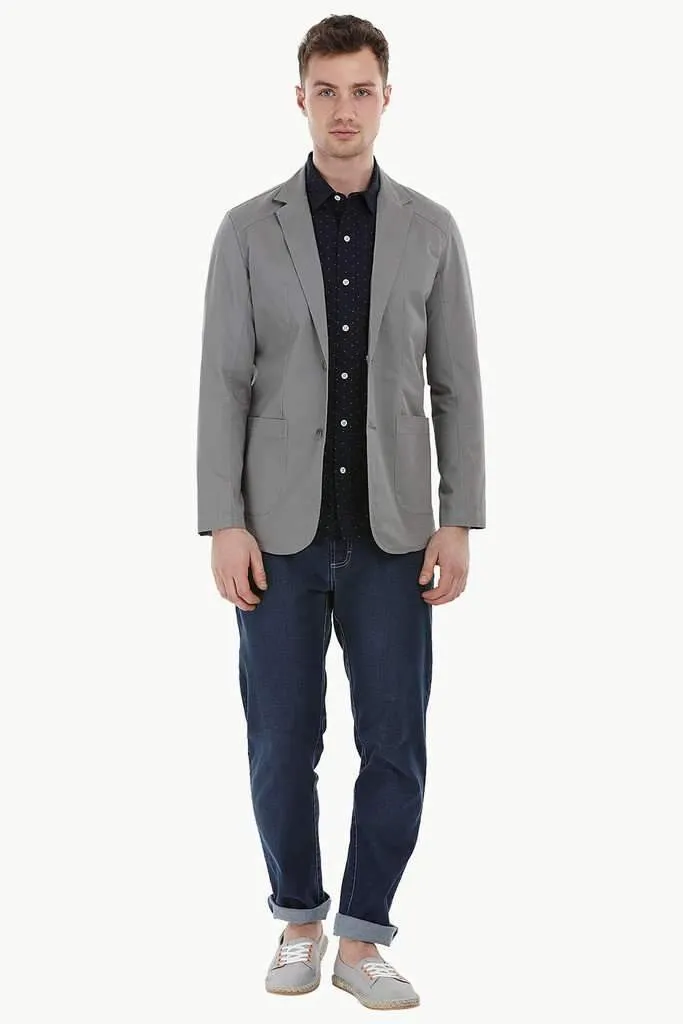 Casual Grey Notched Blazer