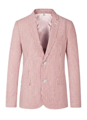 Cheap Priced Blazer Jacket For Men Online Brick 2 Button seersucker ~ sear sucker Sport Coat red Color