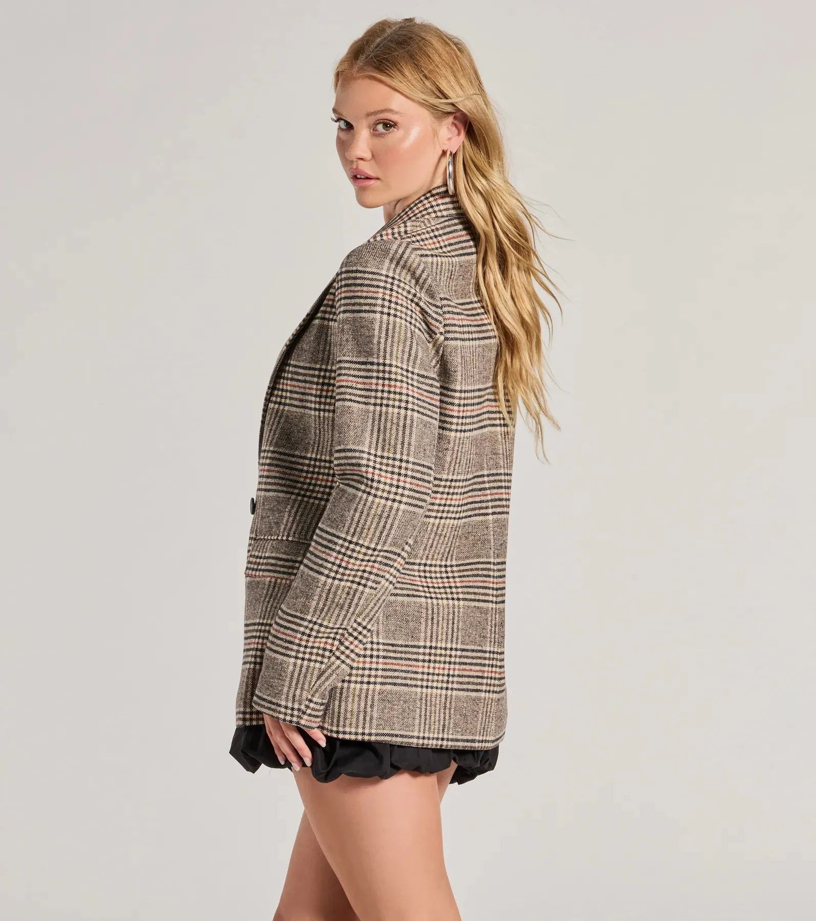 Classic Mood Glen Plaid Woven Oversized Blazer