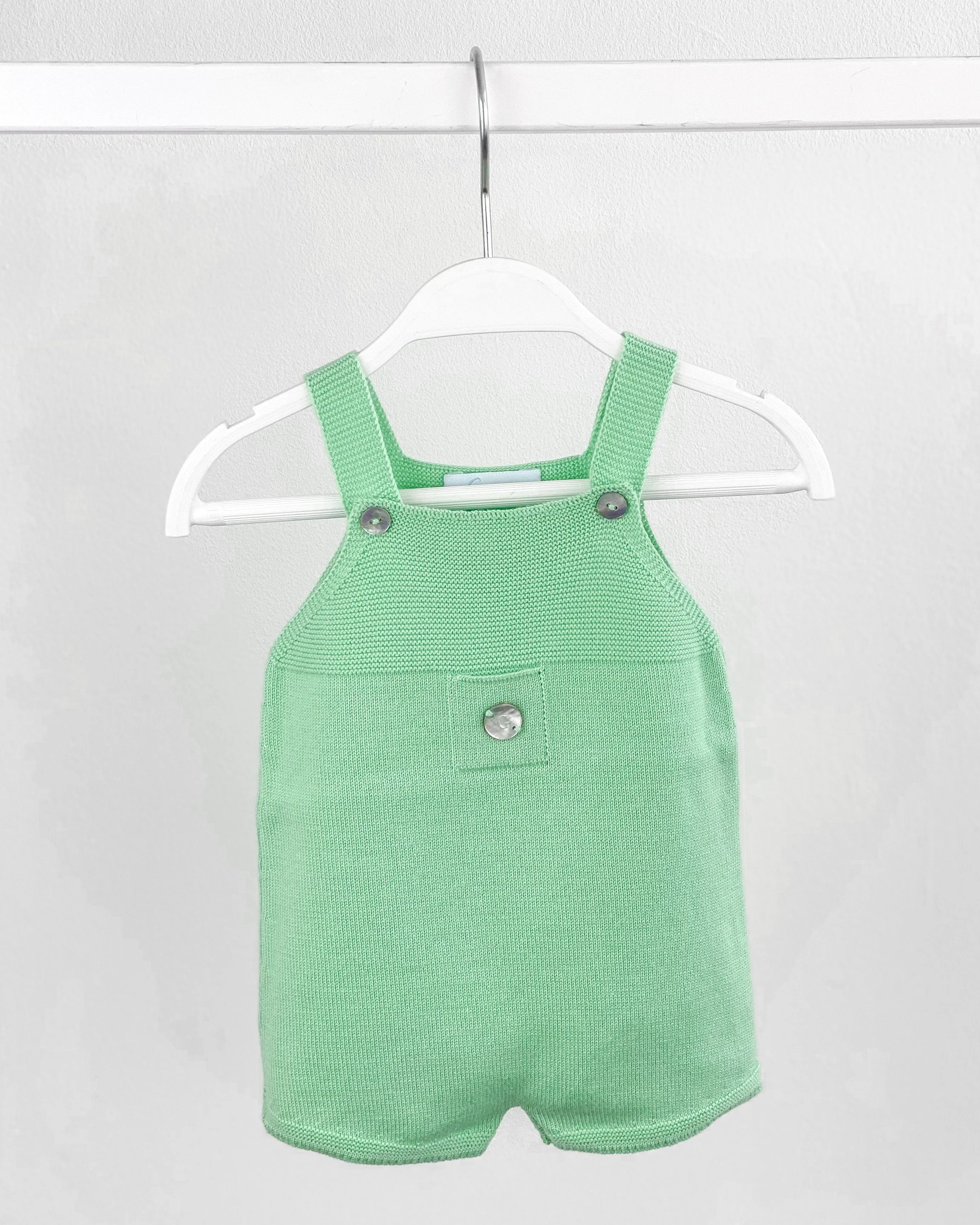 Classic Short Knitted Dungarees - Apple Green