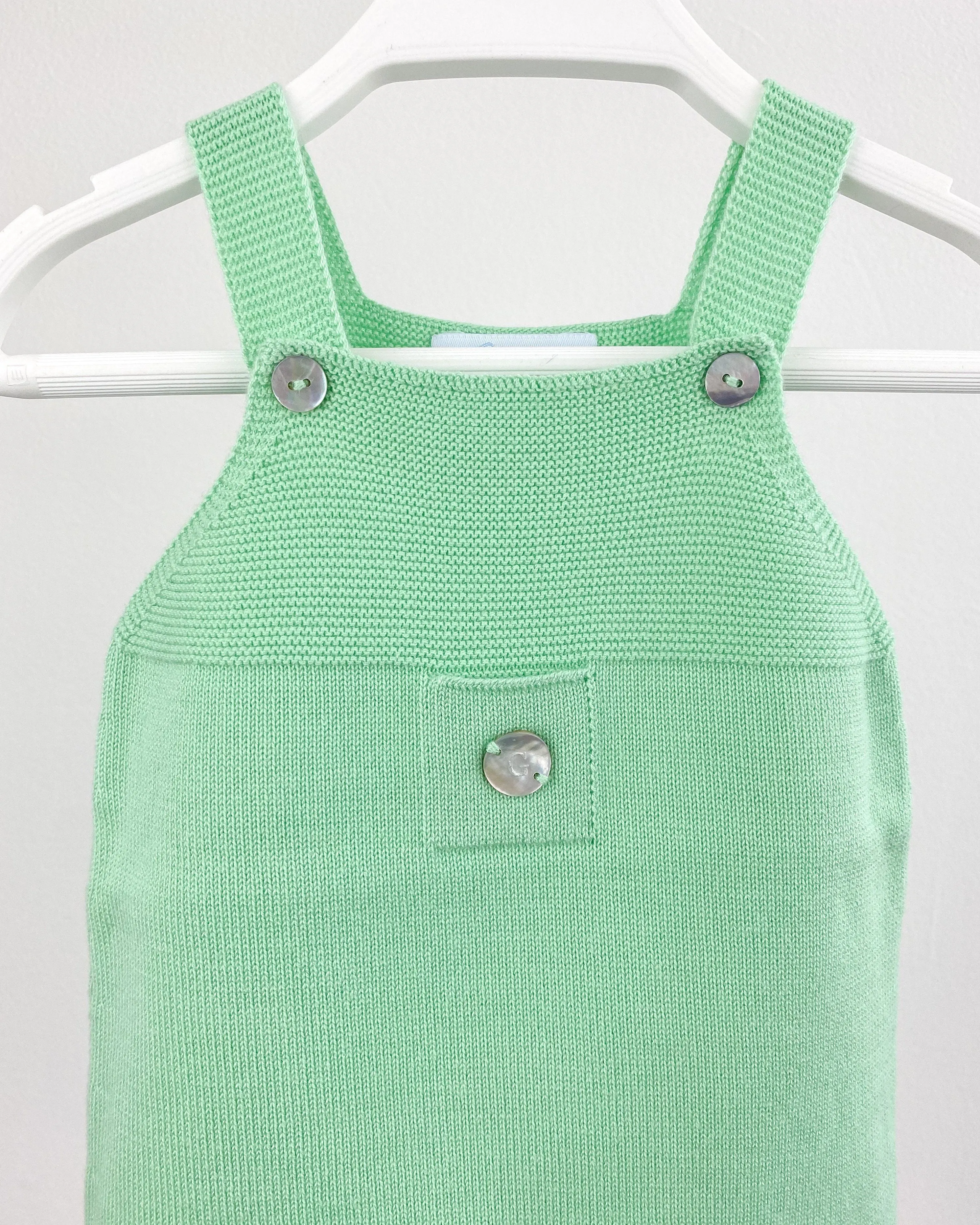 Classic Short Knitted Dungarees - Apple Green
