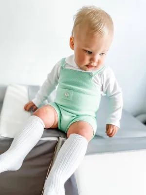Classic Short Knitted Dungarees - Apple Green