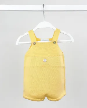 Classic Short Knitted Dungarees - Pale Yellow