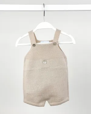 Classic Short Knitted Dungarees - Stone