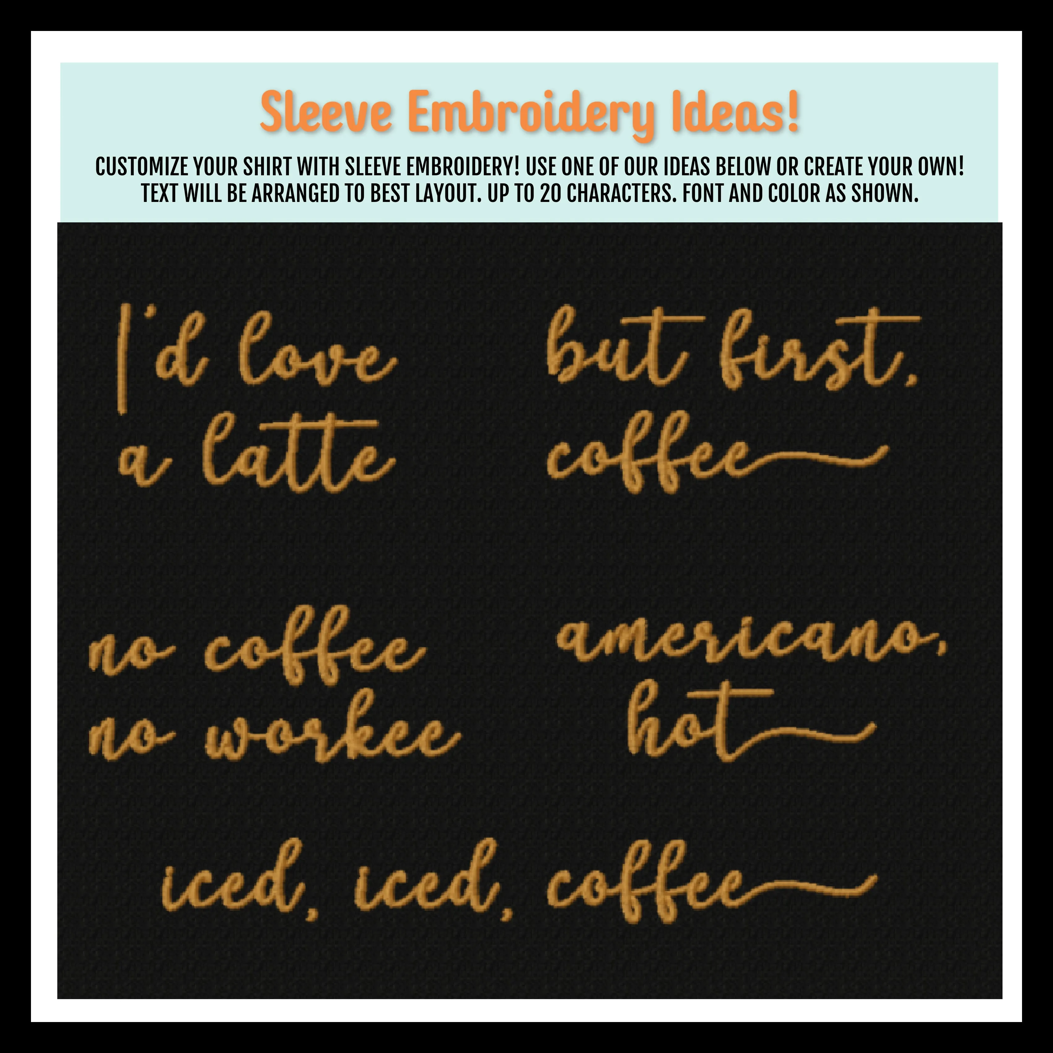 COFFEE Arched Plaid Shirt - Custom Wording and Sleeve
