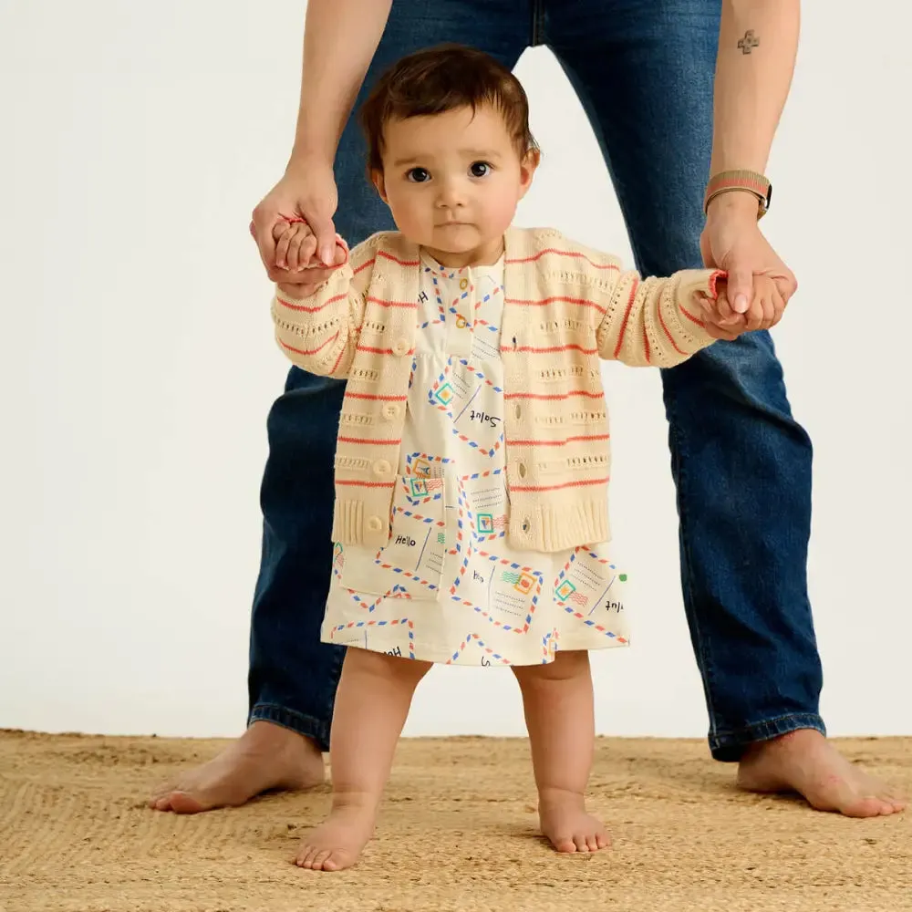Como - Coral Stripe Knit Baby & Kids Cardigan
