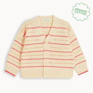 Como - Coral Stripe Knit Baby & Kids Cardigan