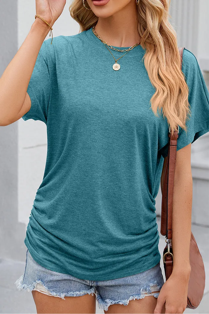 Cora Round Neck Flutter Sleeve T-Shirt