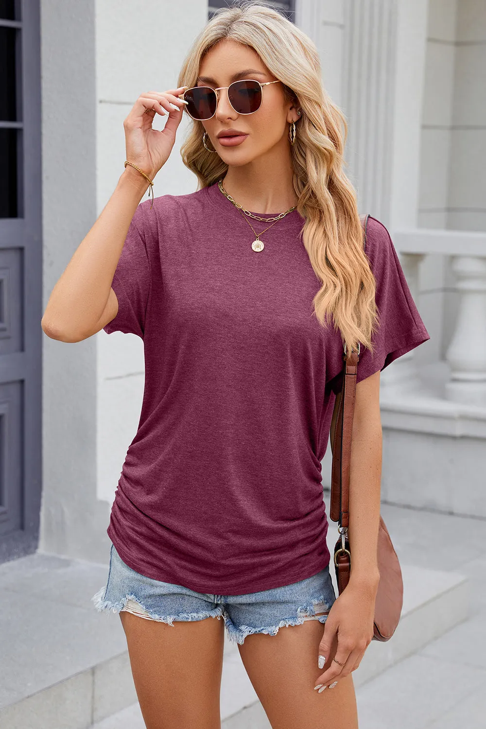Cora Round Neck Flutter Sleeve T-Shirt
