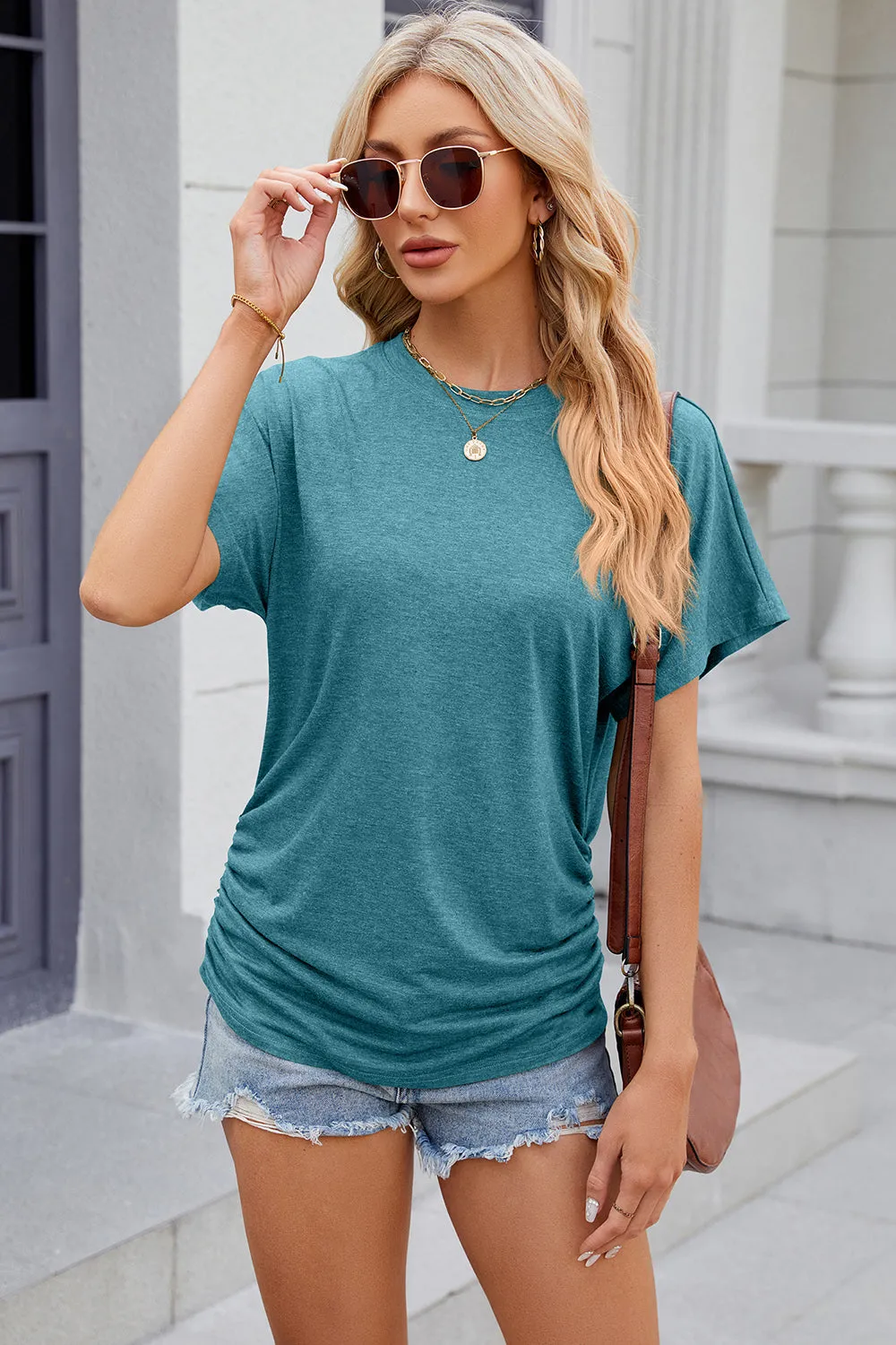 Cora Round Neck Flutter Sleeve T-Shirt