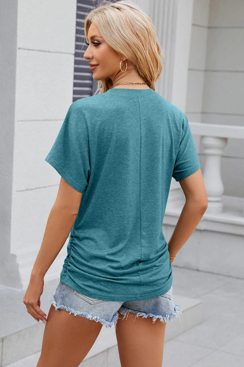 Cora Round Neck Flutter Sleeve T-Shirt