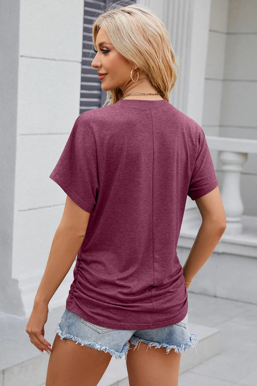 Cora Round Neck Flutter Sleeve T-Shirt