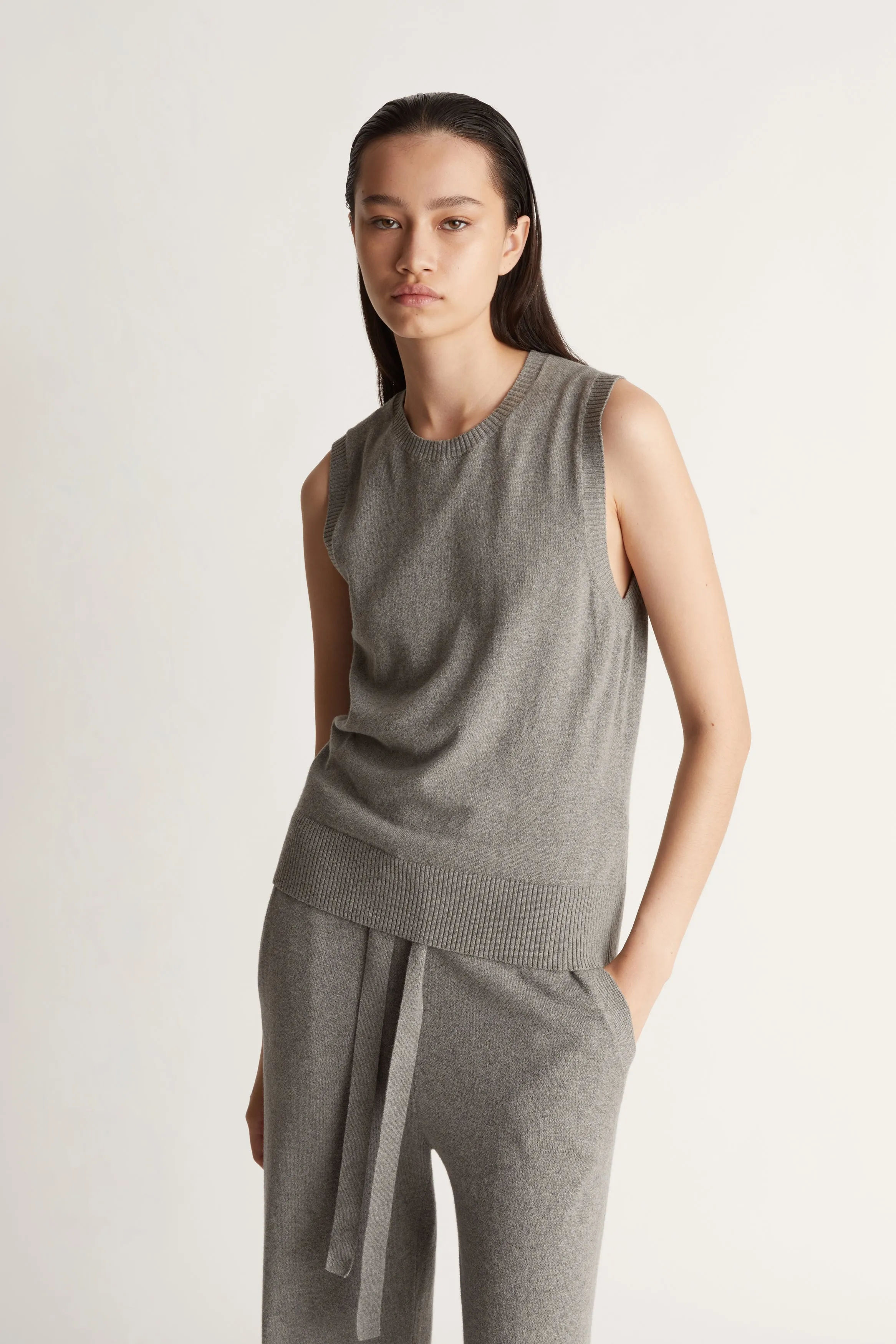 Cotton Cashmere Crew Neck Tank