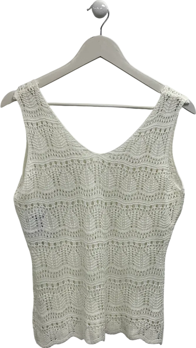Cream Crochet Tank Top UK S