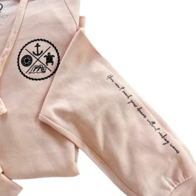 Crest Wave Wash Pullover Hoodie SOFT CORAL-Your choice of sayings