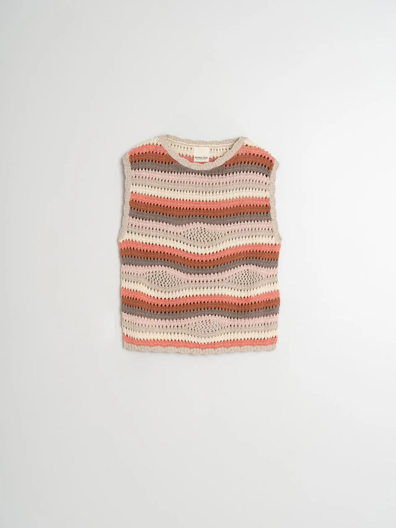 CROCHET FANTASY KNIT VEST - PEONY