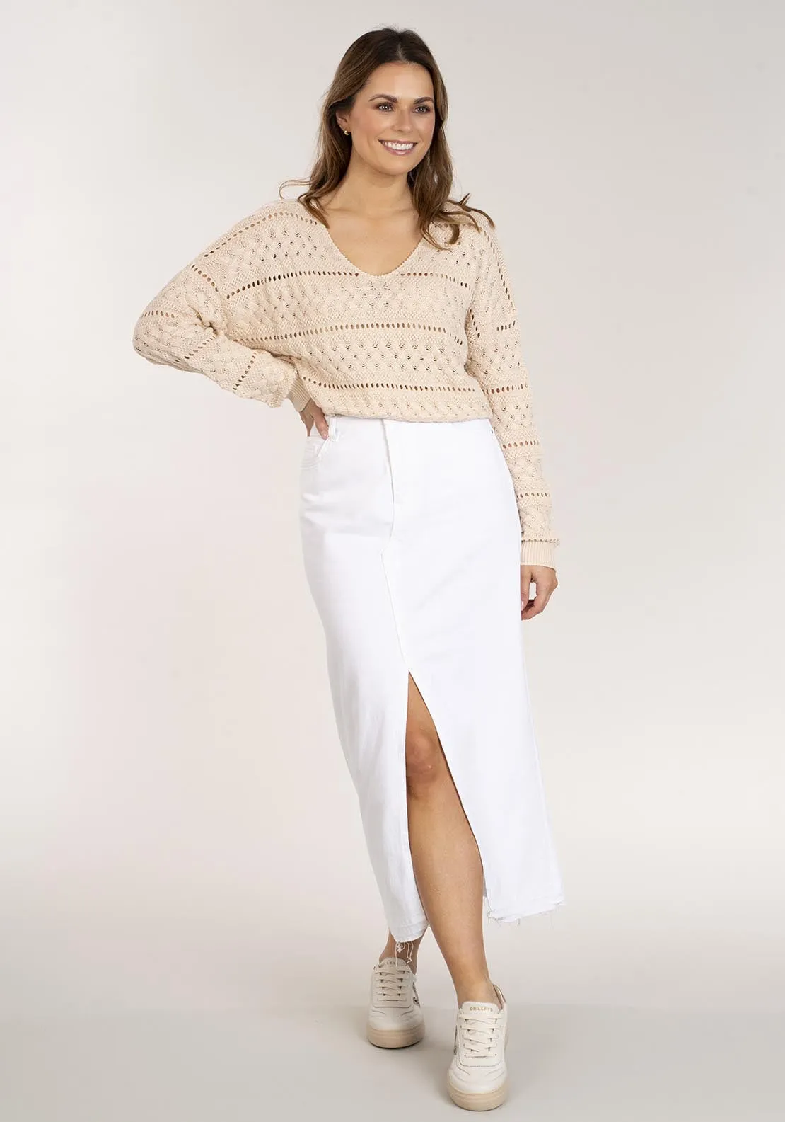Crochet Jumper - Beige