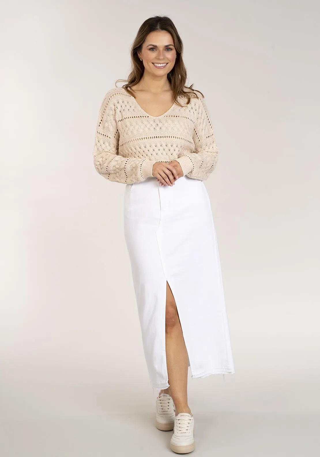 Crochet Jumper - Beige