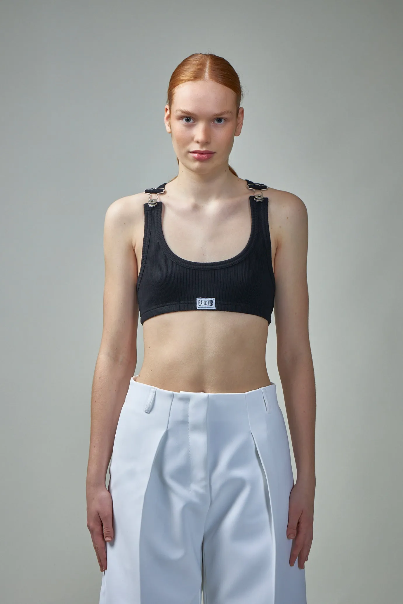 Crop Tank Top with ''GAULTIER'' Patch
