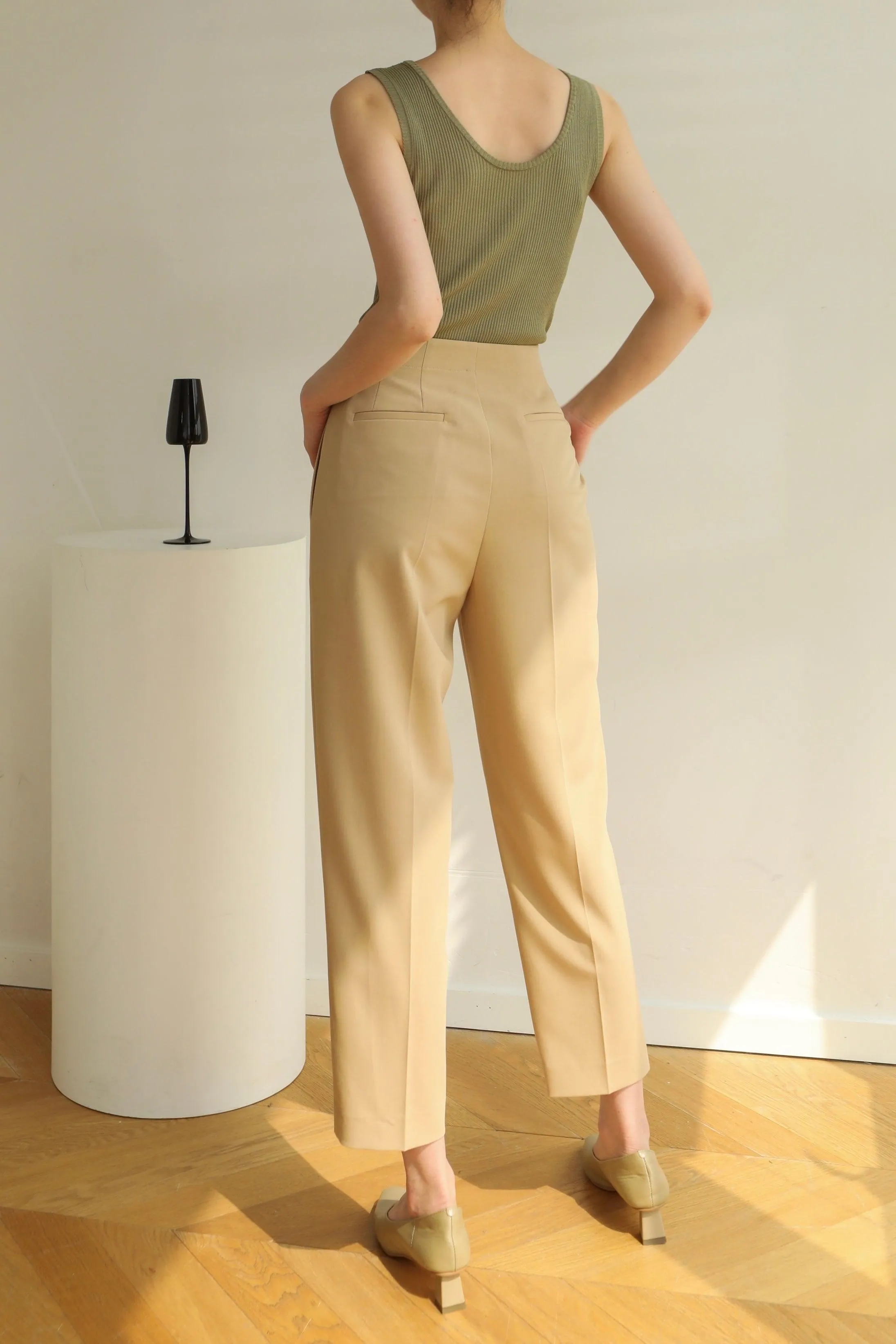 Cross Over Knit Tank - Khaki