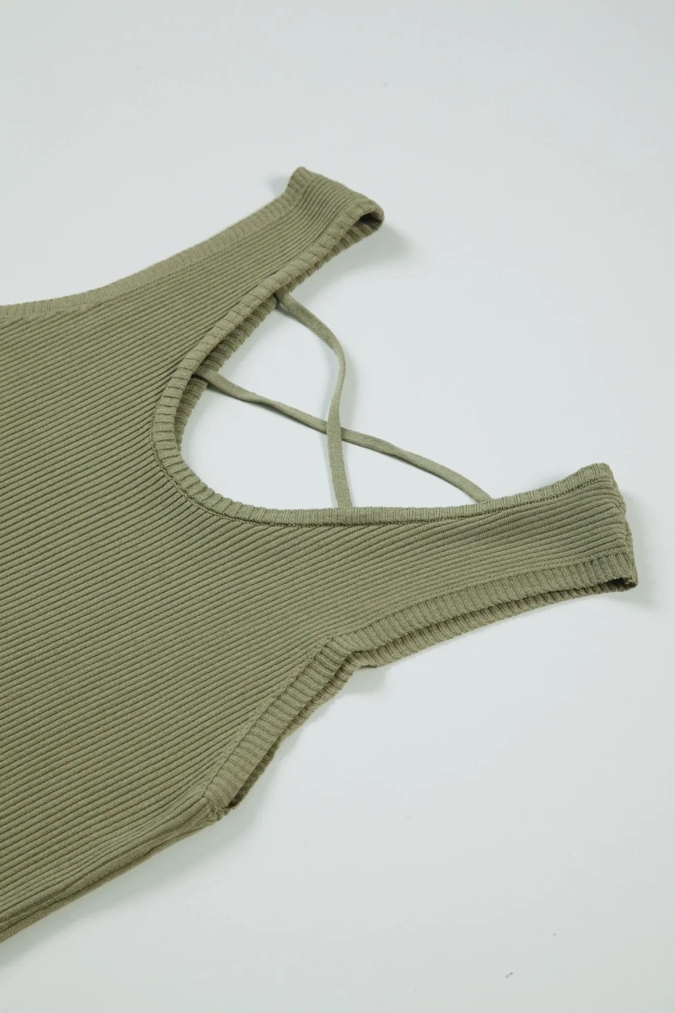 Cross Over Knit Tank - Khaki