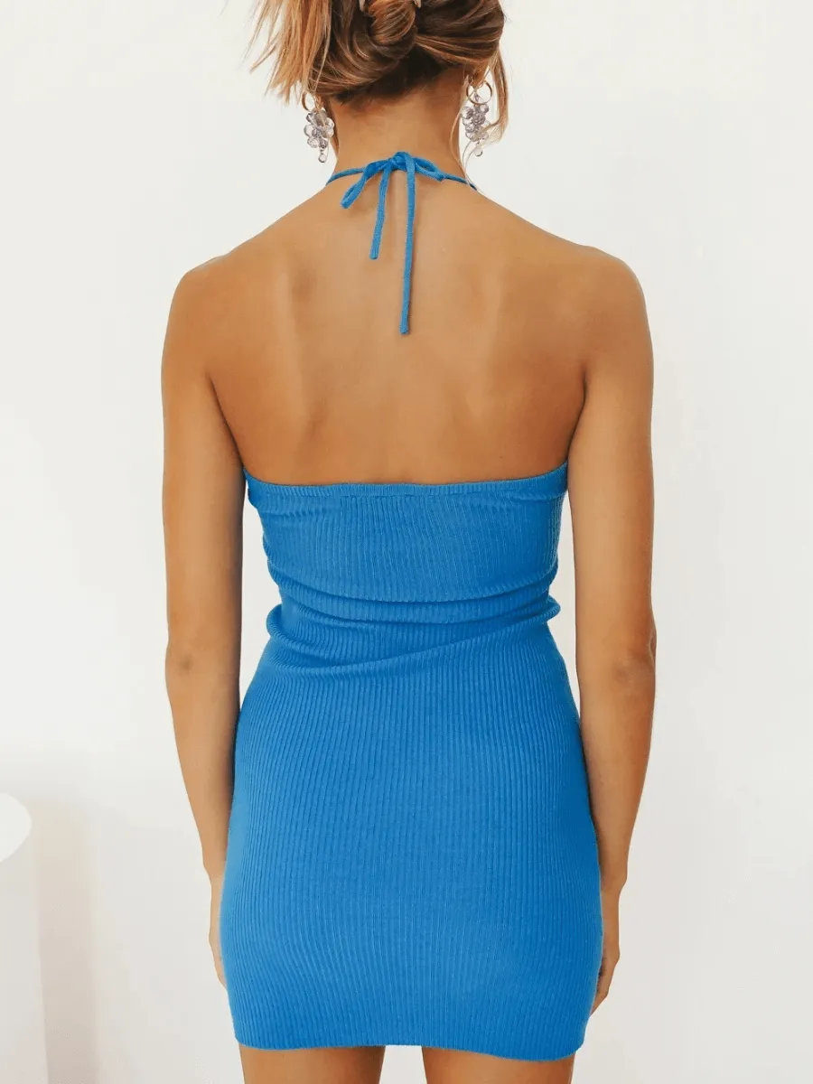Crossa Knit Mini Dress - Blue