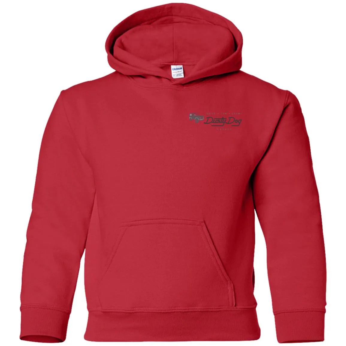 Dusty Dog gray logo 2-sided print G185B Gildan Youth Pullover Hoodie