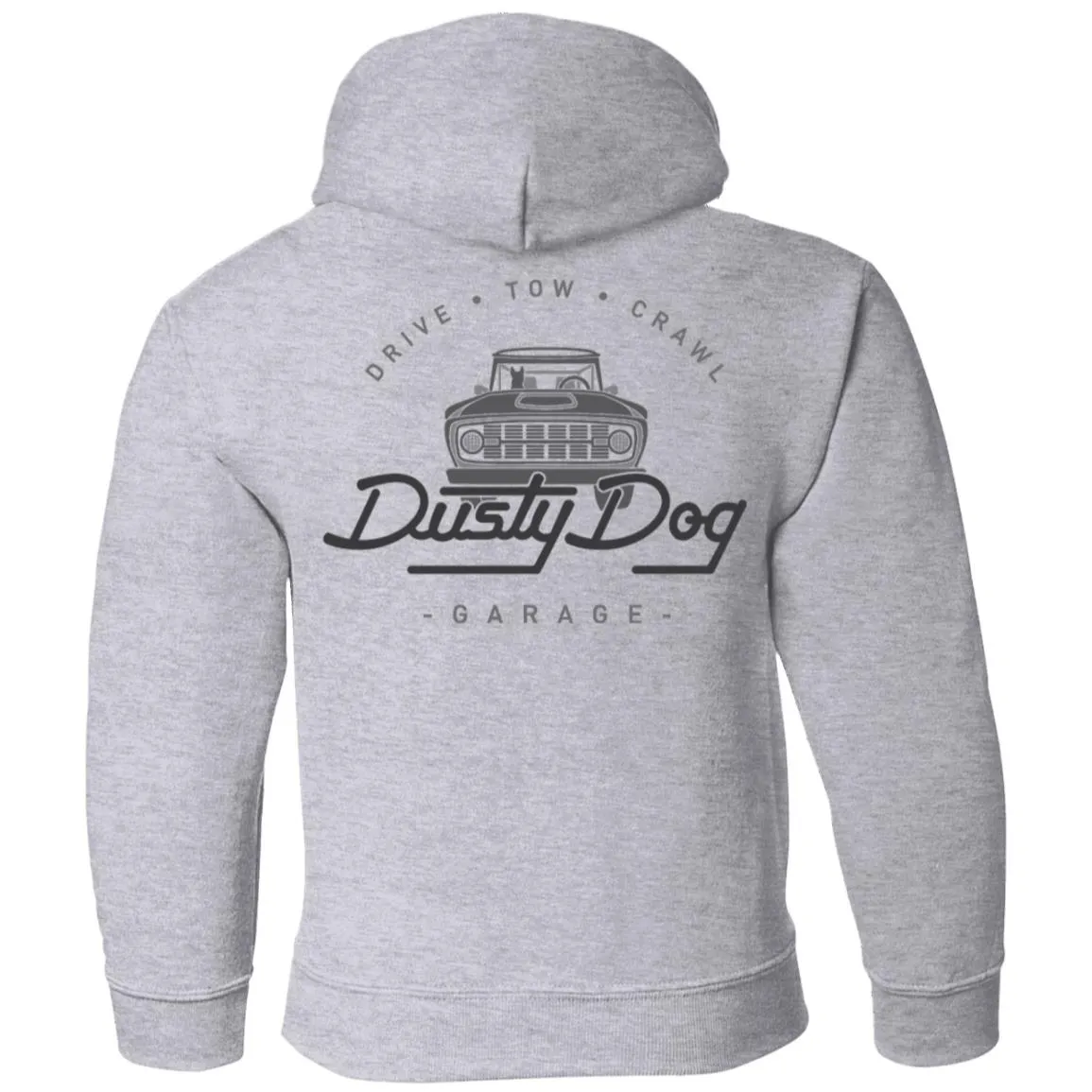 Dusty Dog gray logo 2-sided print G185B Gildan Youth Pullover Hoodie