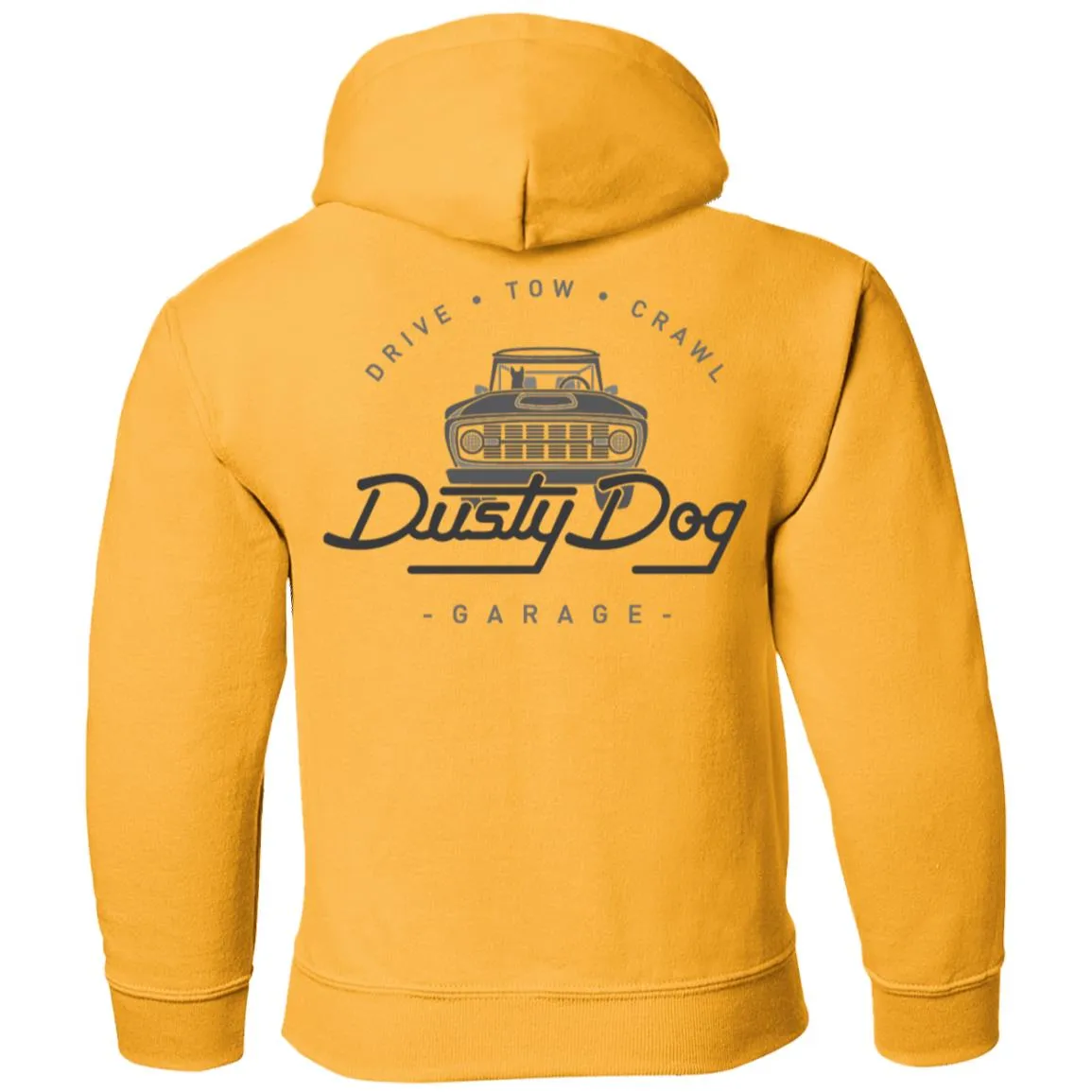 Dusty Dog gray logo 2-sided print G185B Gildan Youth Pullover Hoodie
