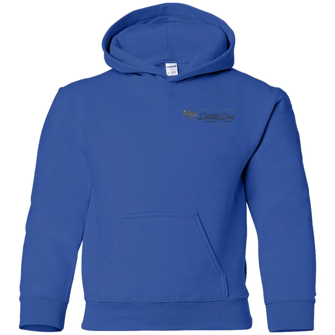 Dusty Dog gray logo 2-sided print G185B Gildan Youth Pullover Hoodie