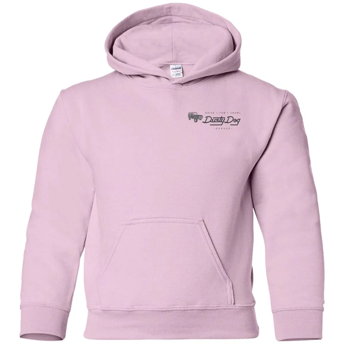 Dusty Dog gray logo 2-sided print G185B Gildan Youth Pullover Hoodie