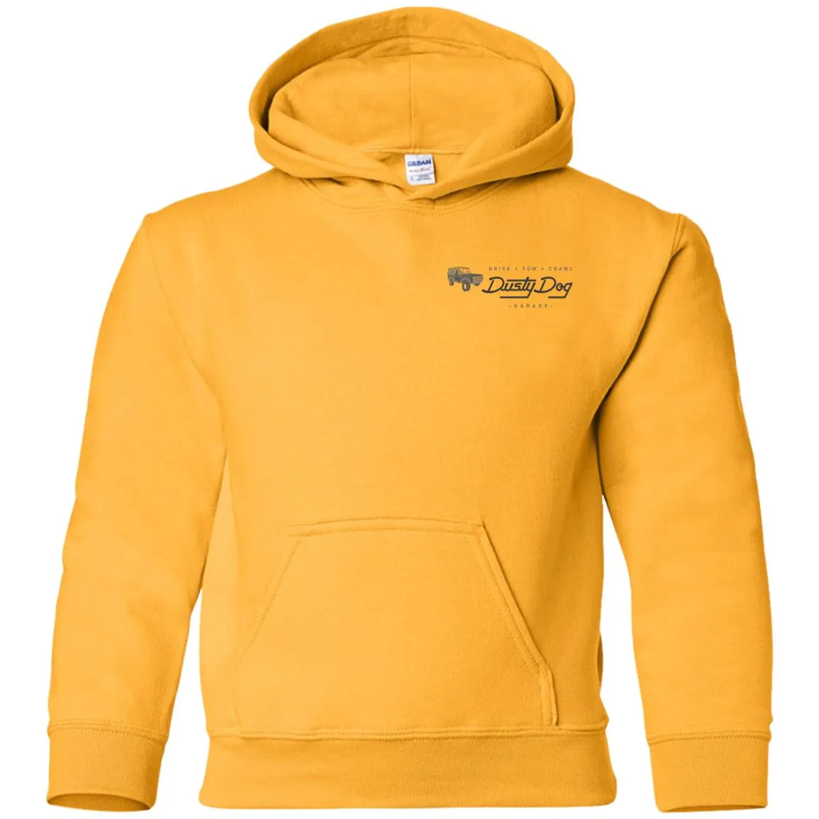 Dusty Dog gray logo 2-sided print G185B Gildan Youth Pullover Hoodie