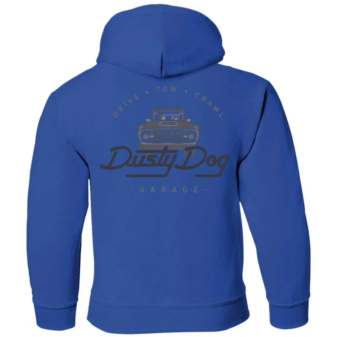 Dusty Dog gray logo 2-sided print G185B Gildan Youth Pullover Hoodie