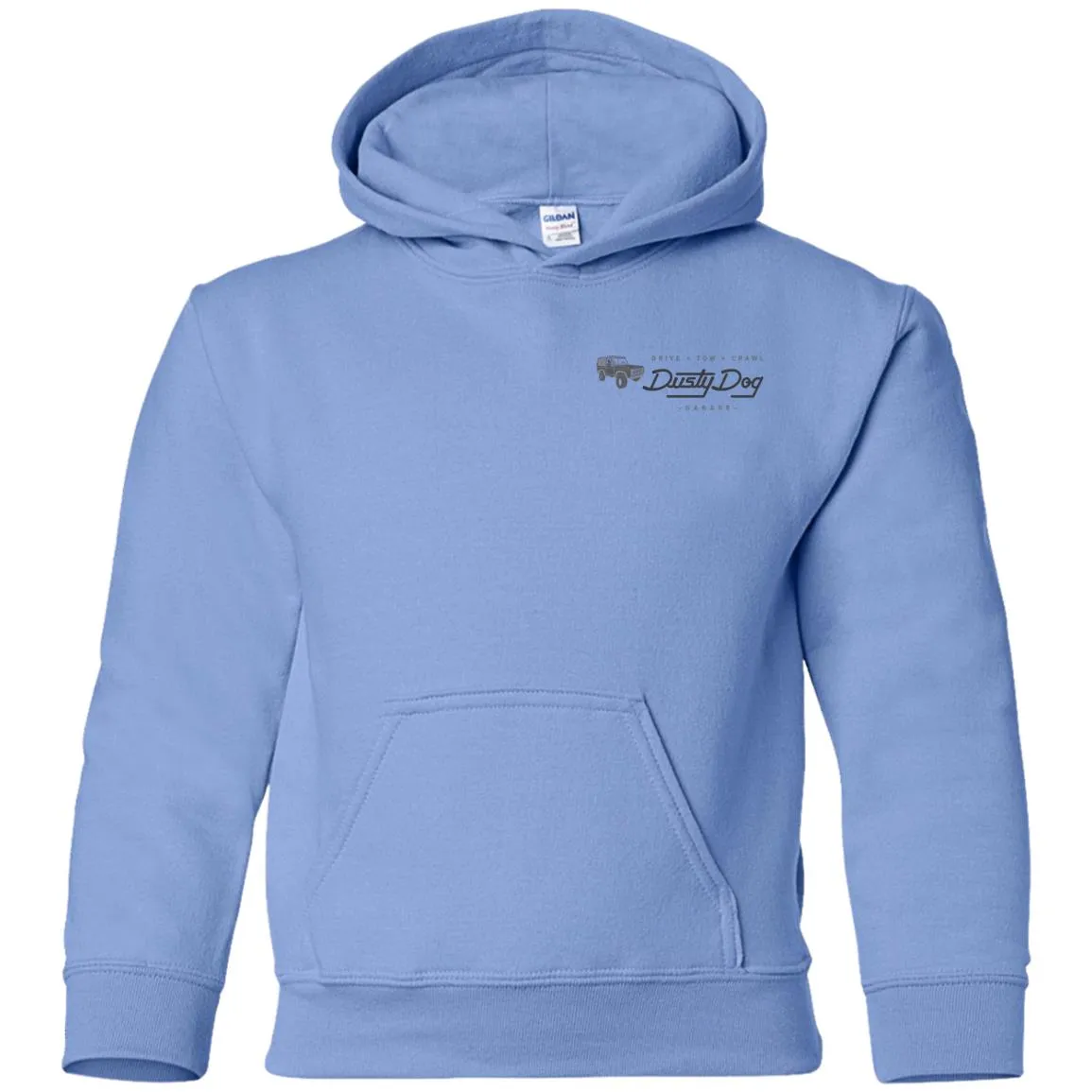 Dusty Dog gray logo 2-sided print G185B Gildan Youth Pullover Hoodie