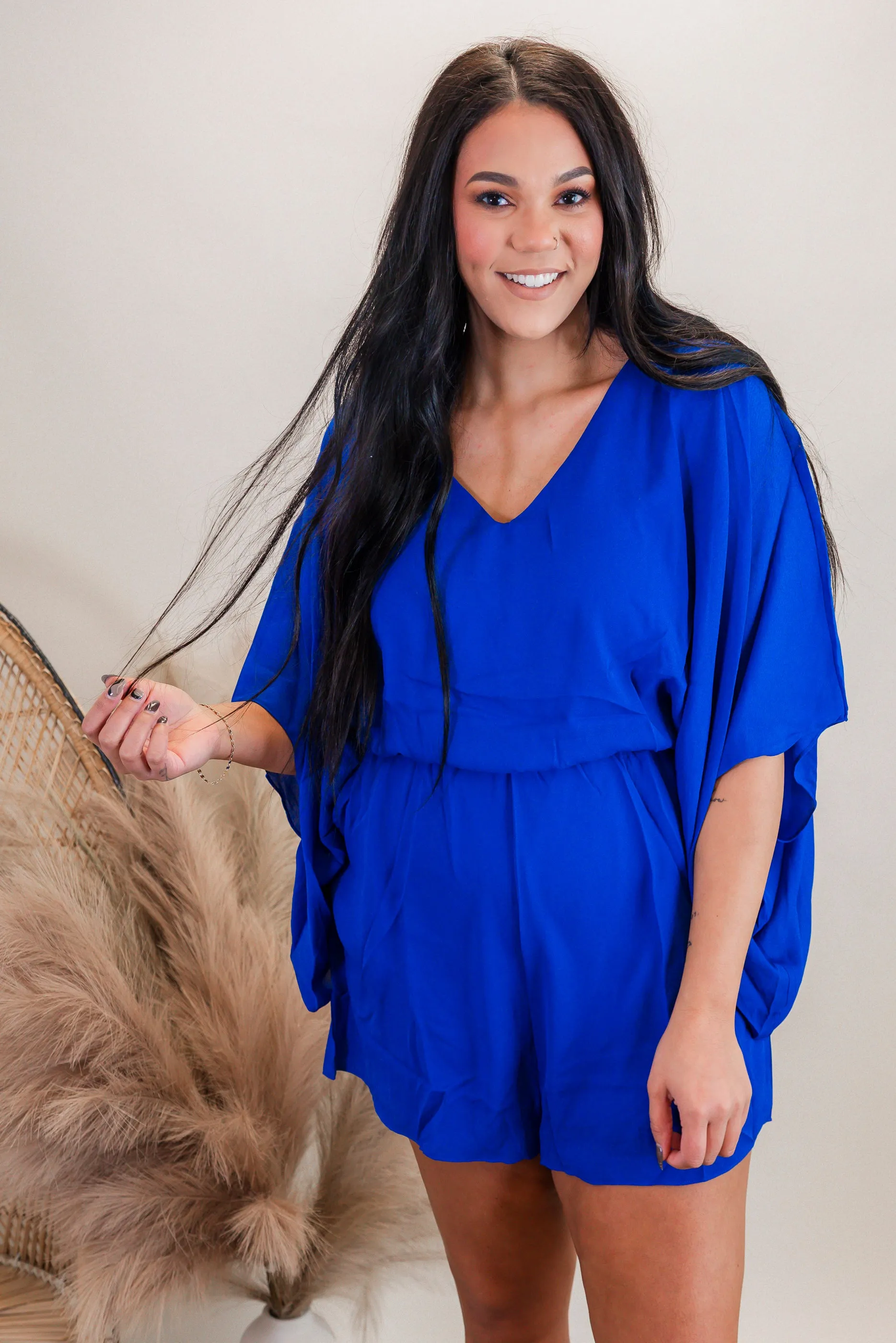 Effortlessly Chic Royal Short Romper