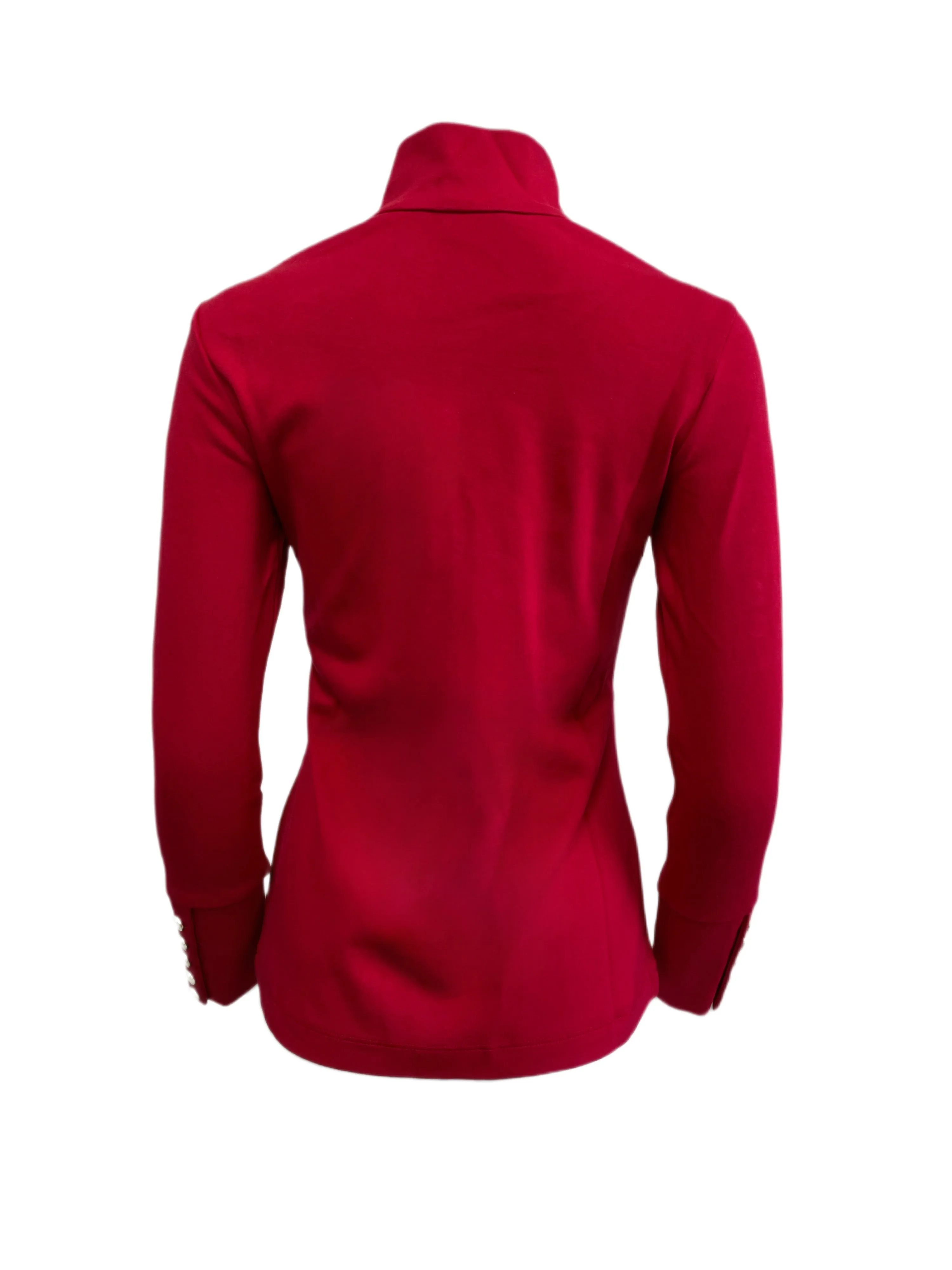 ELIZABETH MCKAY Red Button Embellished Riley Turtleneck 7073 $215 NWT