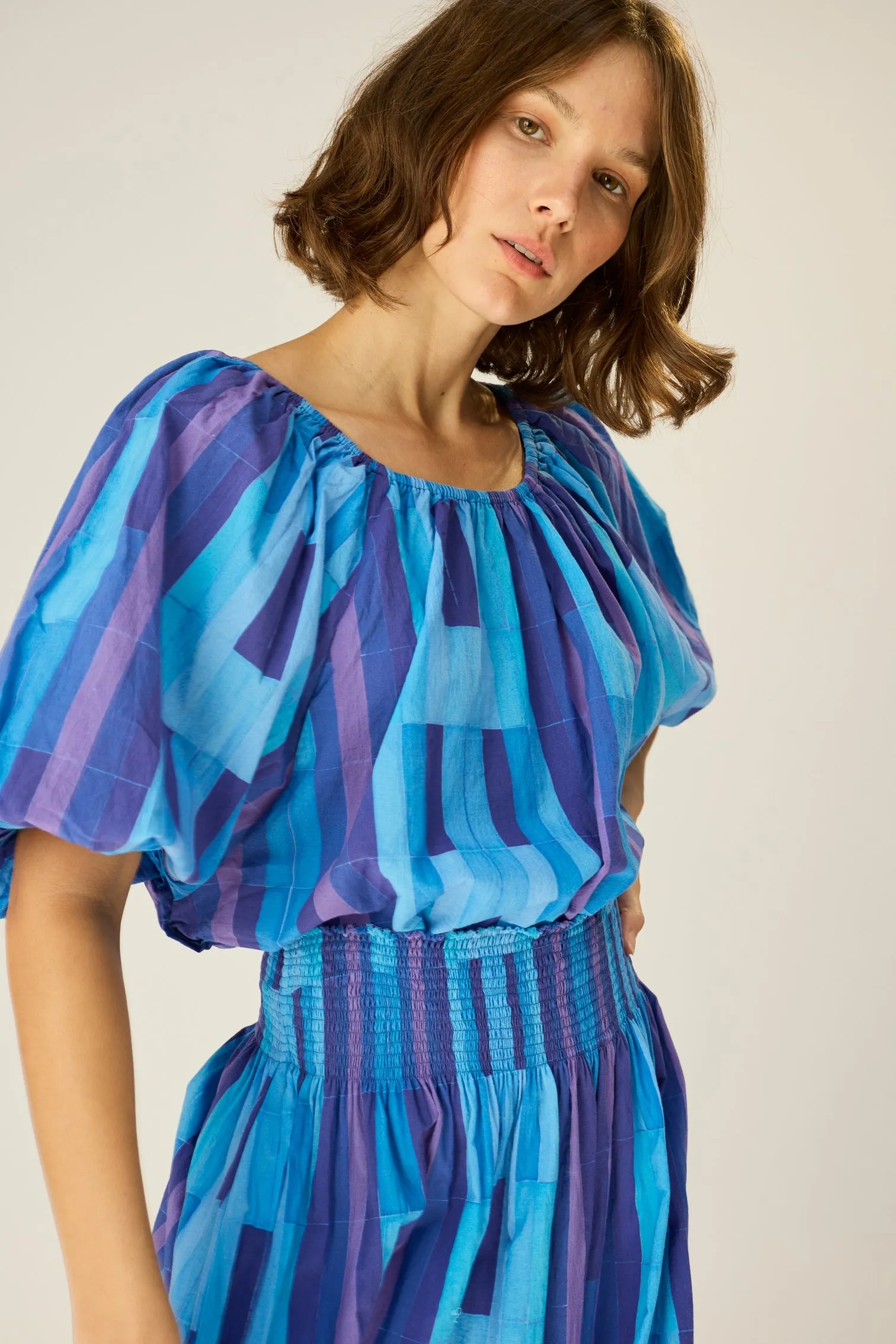Ella Top - Sea Glass Cotton Blue
