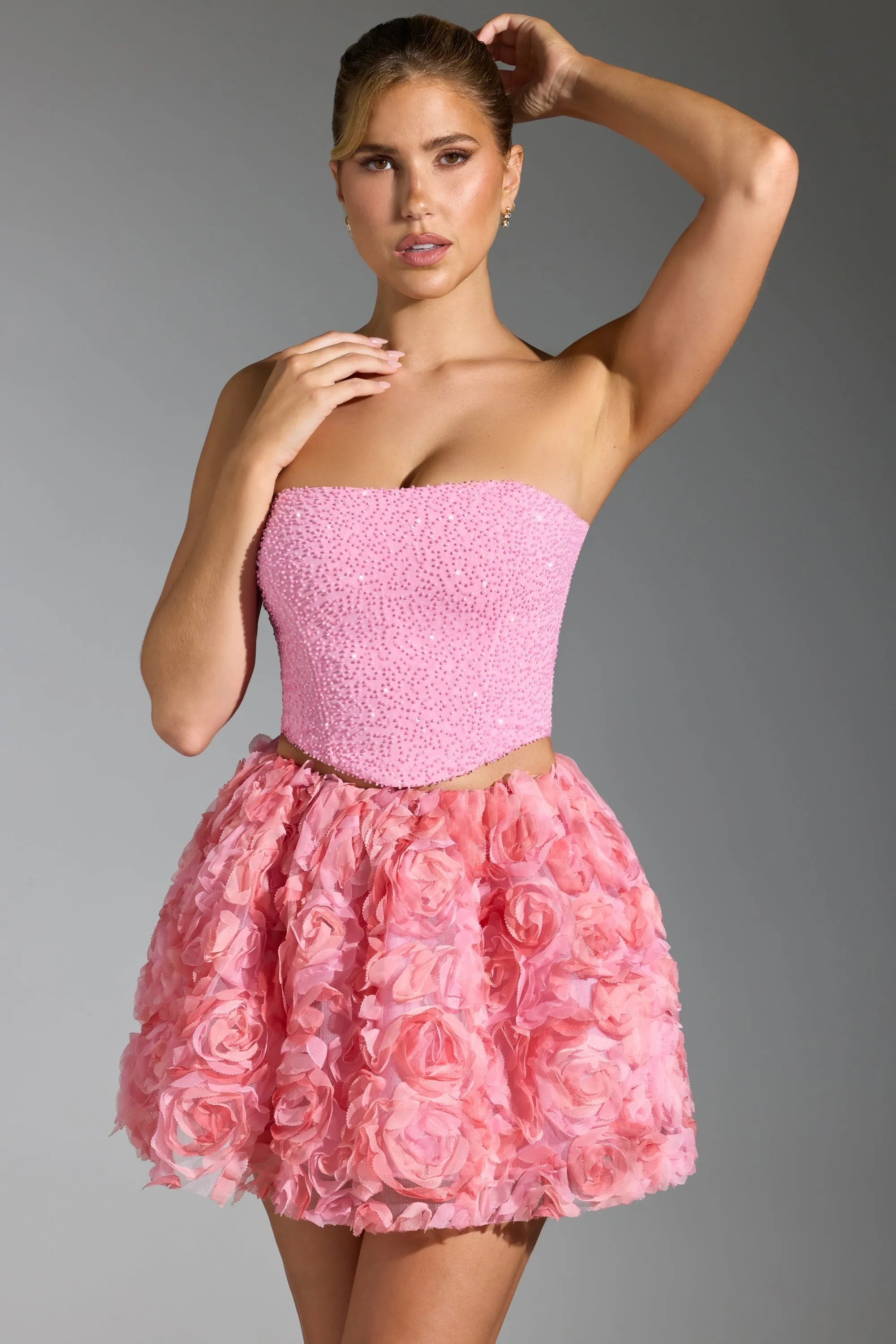 Embellished Corset Top in Pink