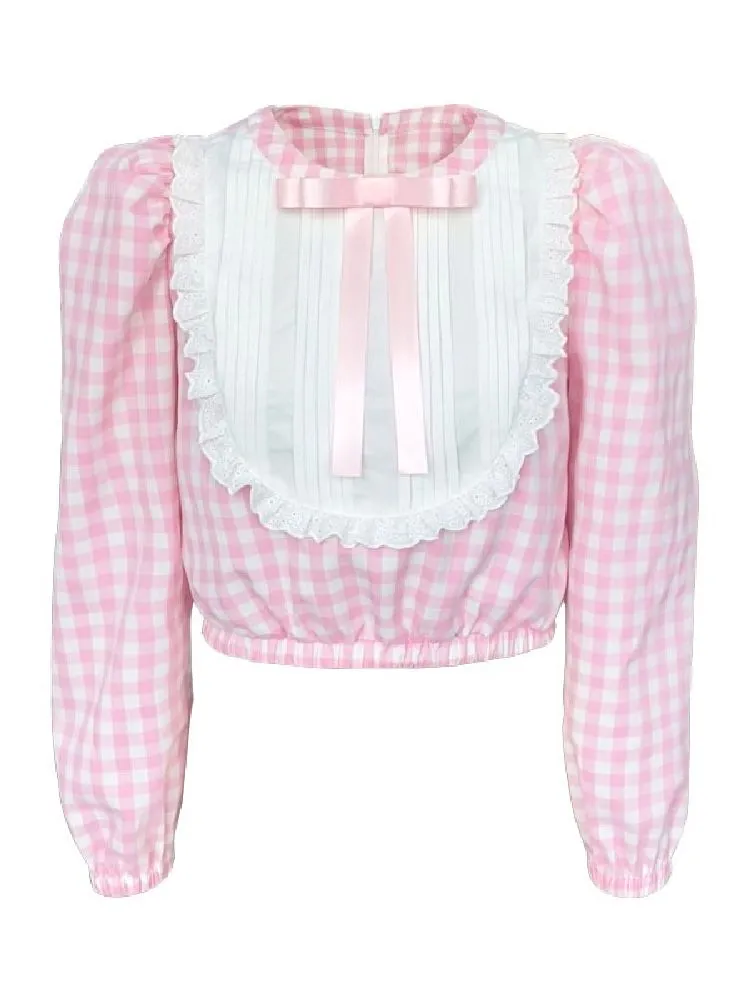 Embellished Long Sleeve Short Top Shirt【s0000004802】