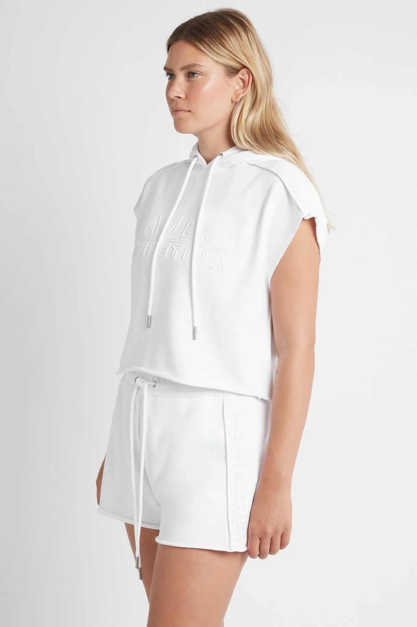 Embossed Classic Short Sleeve Cropped Hoodie 402