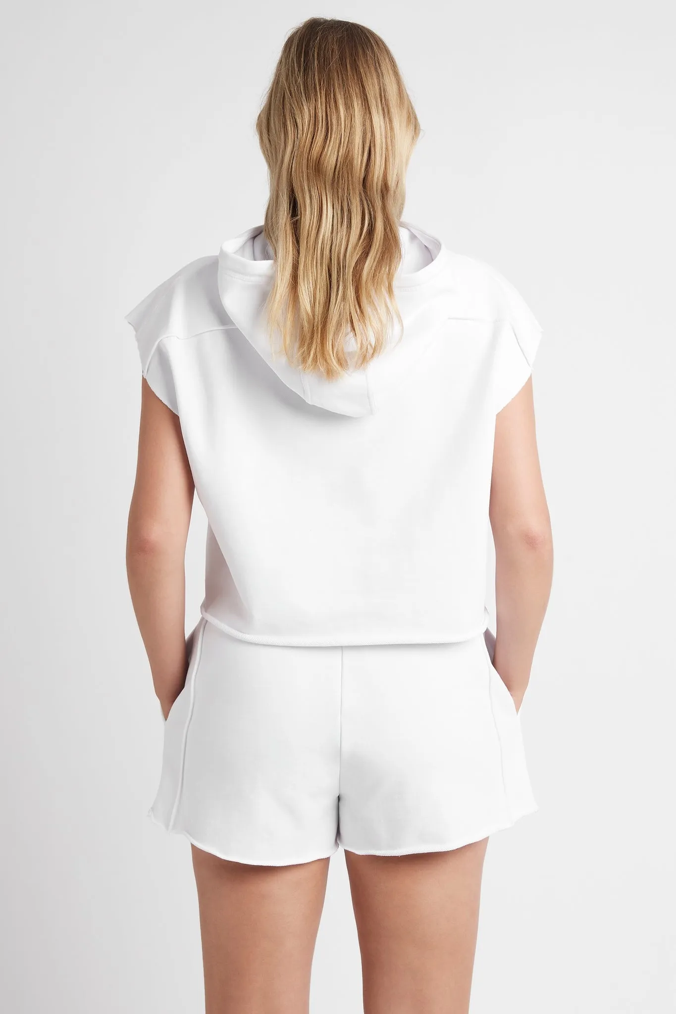 Embossed Classic Short Sleeve Cropped Hoodie 402