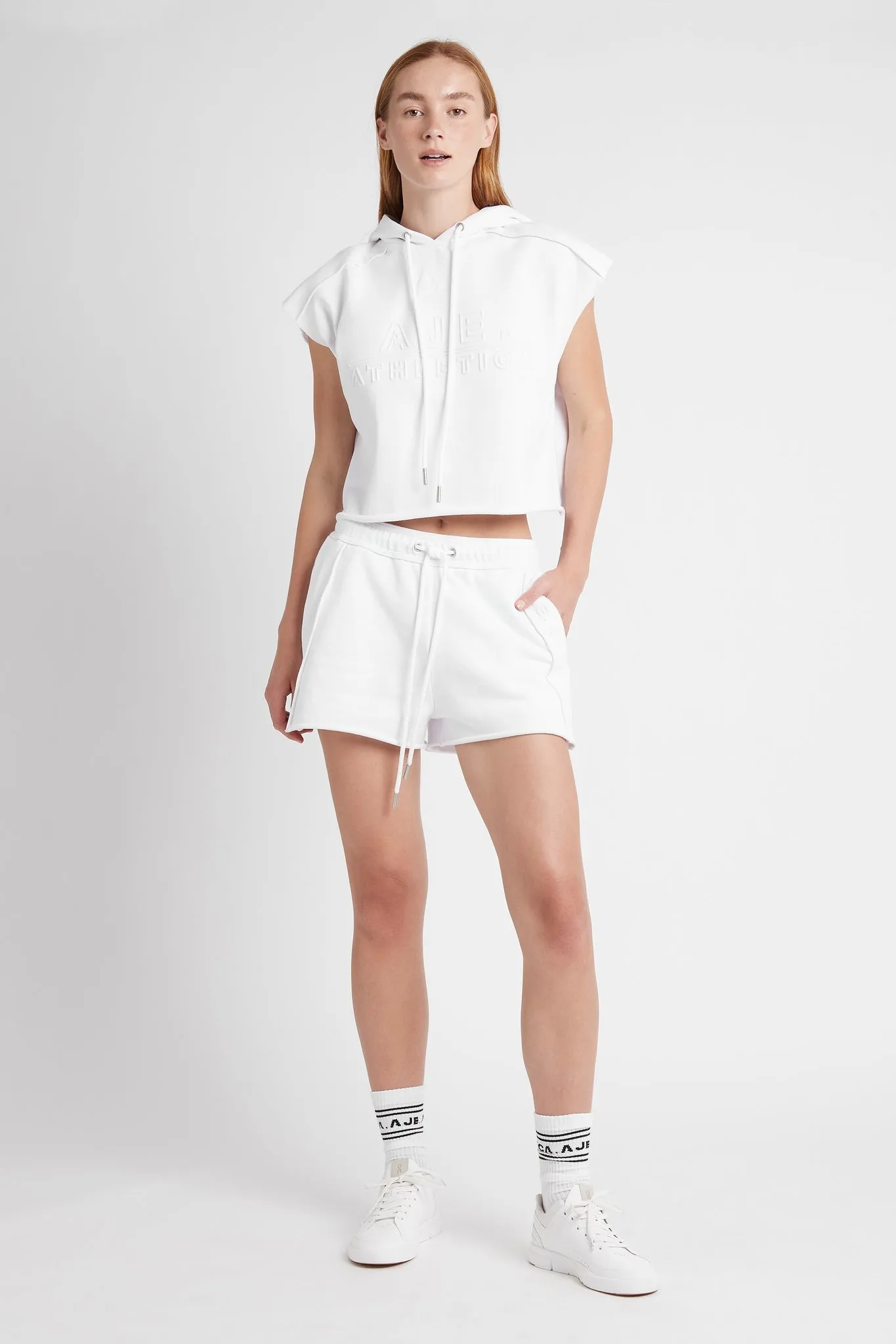 Embossed Classic Short Sleeve Cropped Hoodie 402