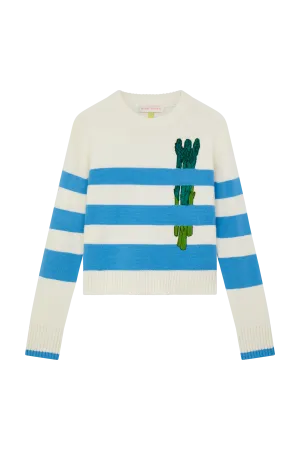 Embroidered Asparagus Stripe Sweater