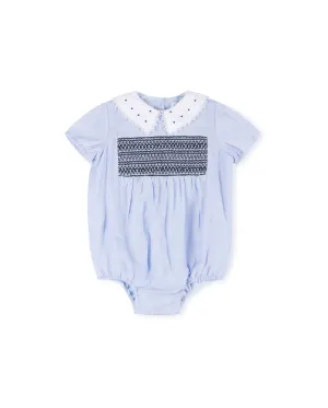 Embroidered Floral Collared Romper