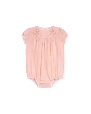 Embroidery Floral Babydoll Linen Romper