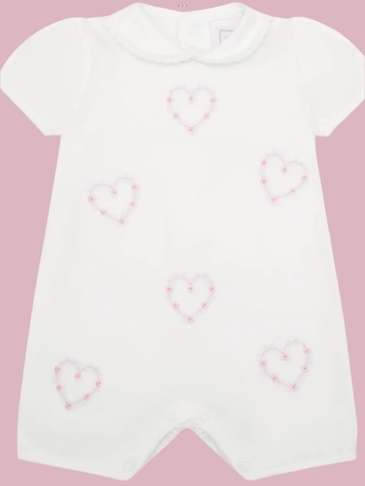 Emile et rose Jody White Girls Heart Embroidery Romper 012560