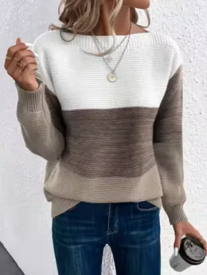 Emma - Eleganter dreifarbiger Patchwork-Pullover