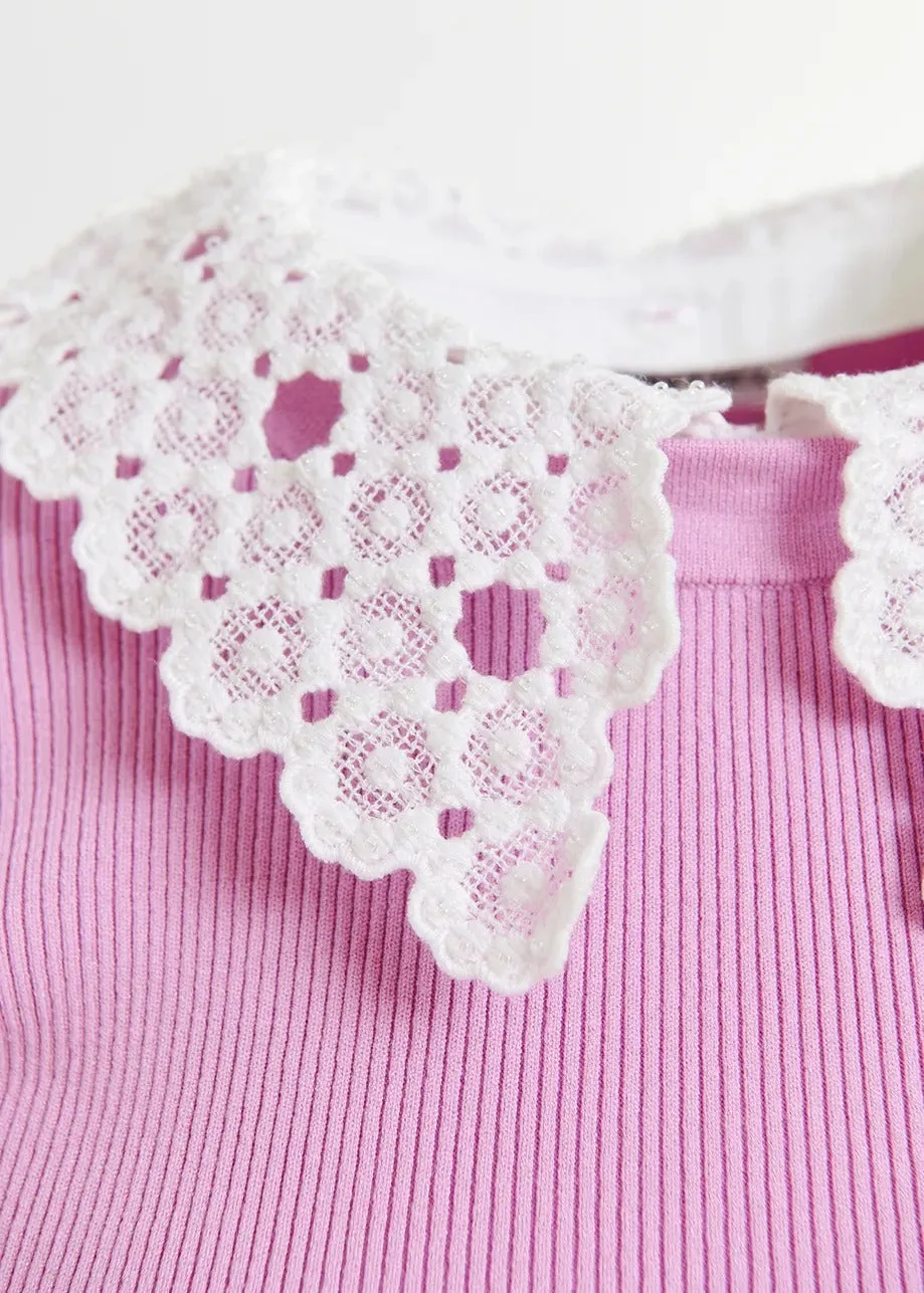 Essentiel Antwerp Halamo Top With Removable Lace Collar in Bell Flower