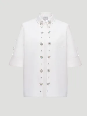 Fern Collared Half-Sleeve Embellished Shirt